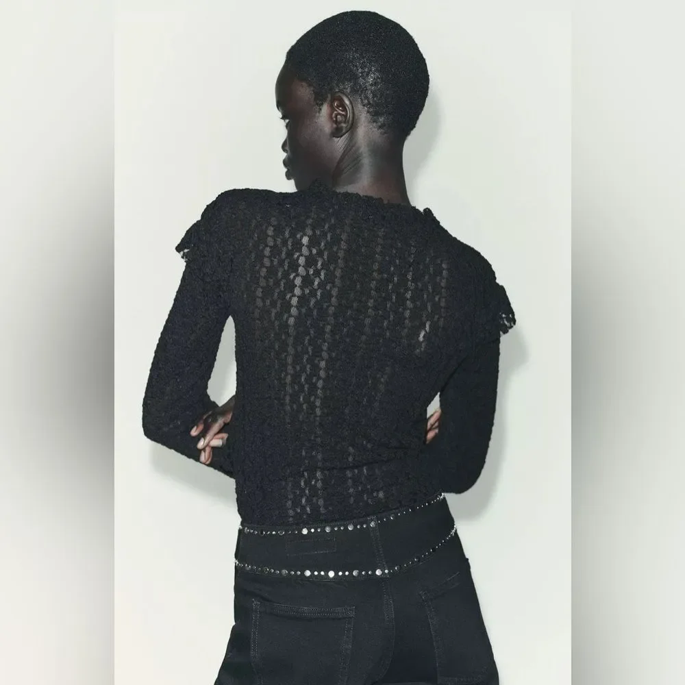 ZARA RUFFLED LACE TOP